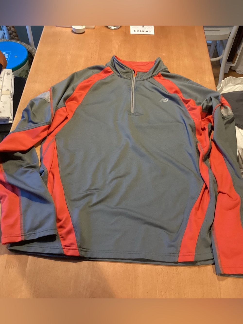 New Balance Gray and Orange Athletic Pullover with Logo Print